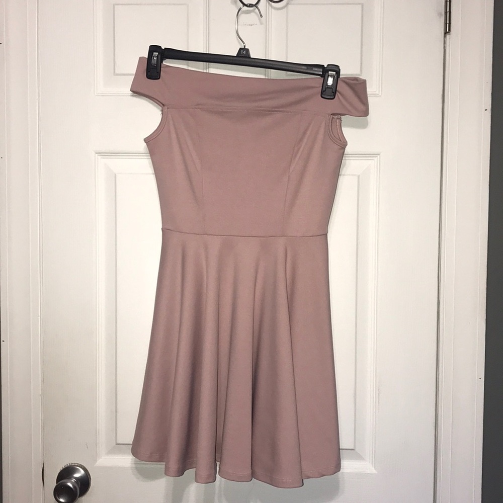 Light pink off the shoulder dress